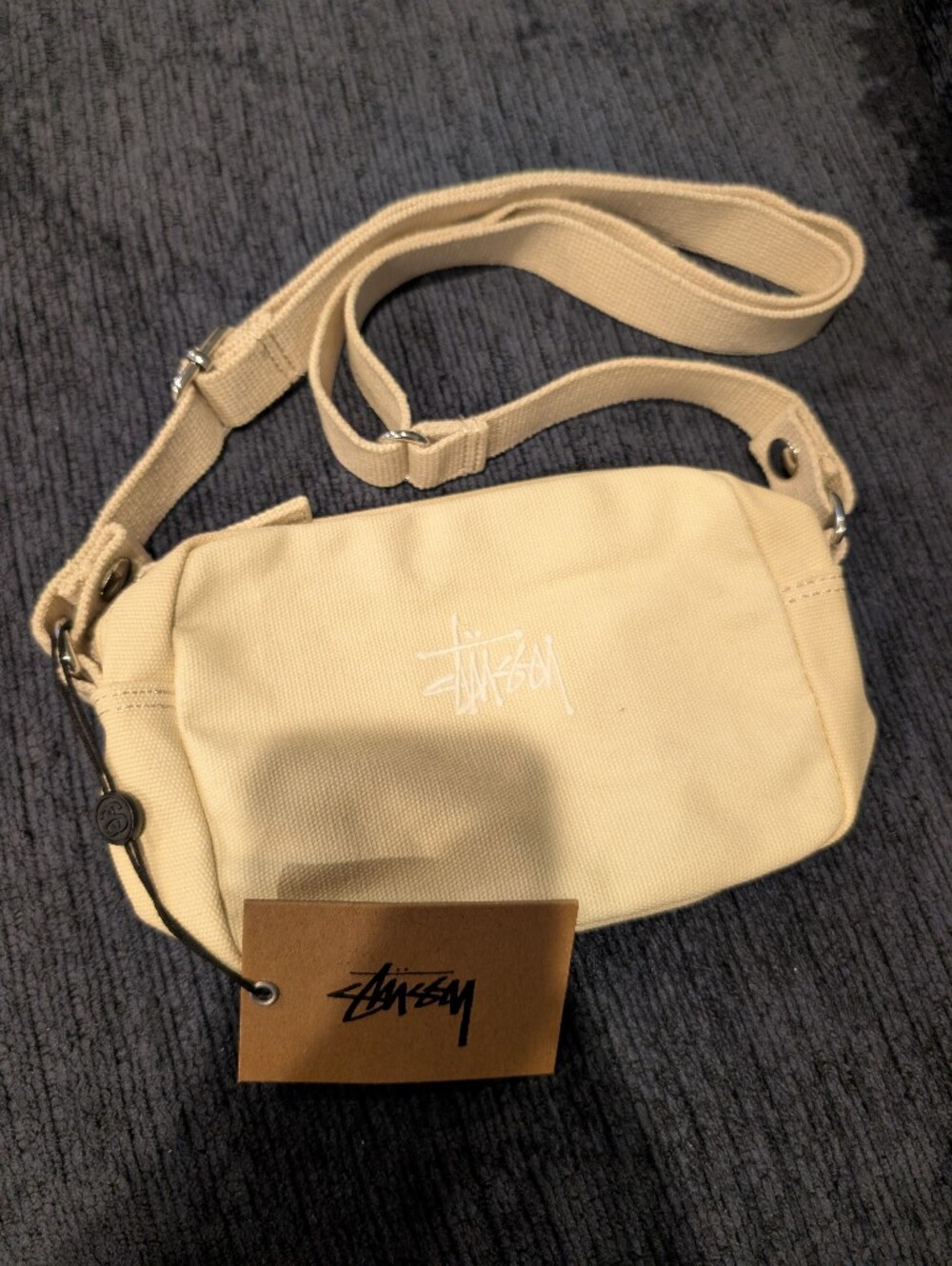 Stussy Canvas Side Pouch NWT Natural Tan Beige Crossbody Bag Purse Small Unisex